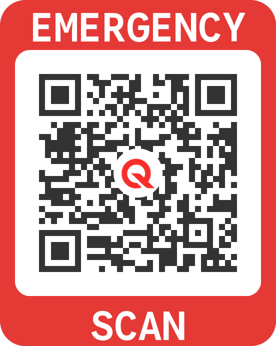 A RiderQ emergency QR sticker
