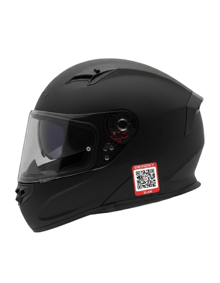 Black helmet with RiderQ sticker