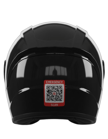 Helmet with a RiderQ sticker