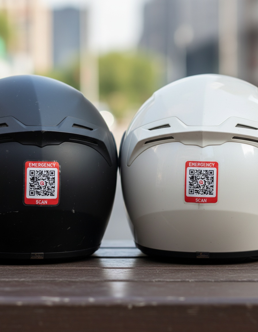 Helmets with RiderQ Sticker the back